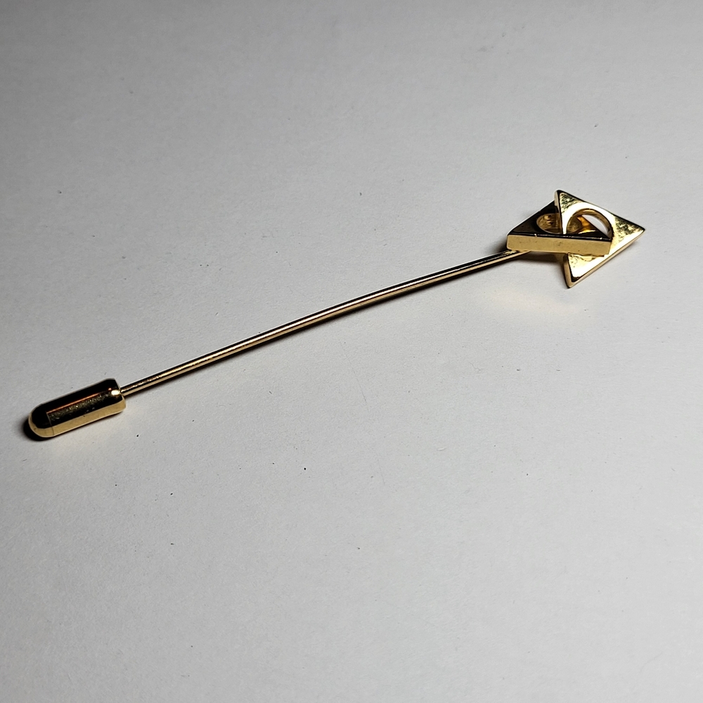 Vintage, Gold-Tone Art Deco Stick Pin With Interlocking Triangle Design